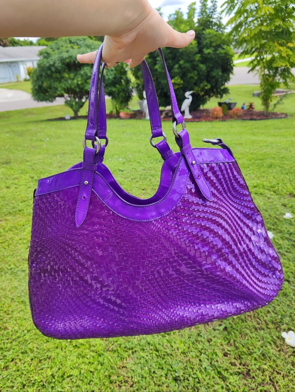 Cole Haan Purple Woven Tote Handbag - Stylish Women's Shoulder Bag